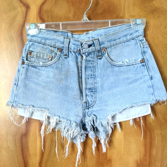Levi's Denim - Vintage Levi's 501 light wash distressed cut off denim jean shorts size 26/27